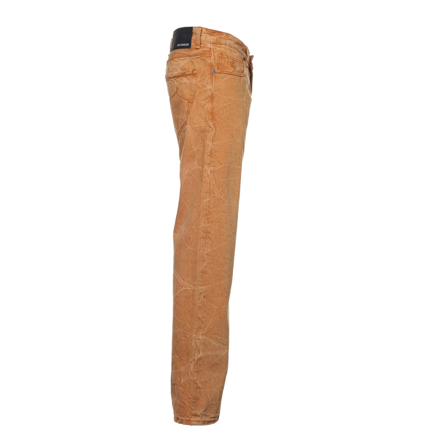Rocawear 'Interior Color Weave' Men's Orange Distressed Straight Leg Jeans