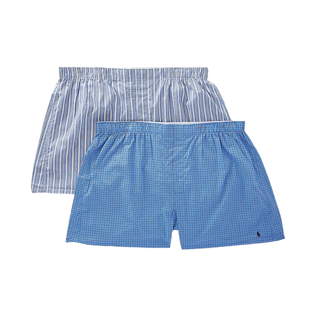 Polo Ralph Lauren Mens 2-Pack Blue/White Classic Fit Woven Boxers