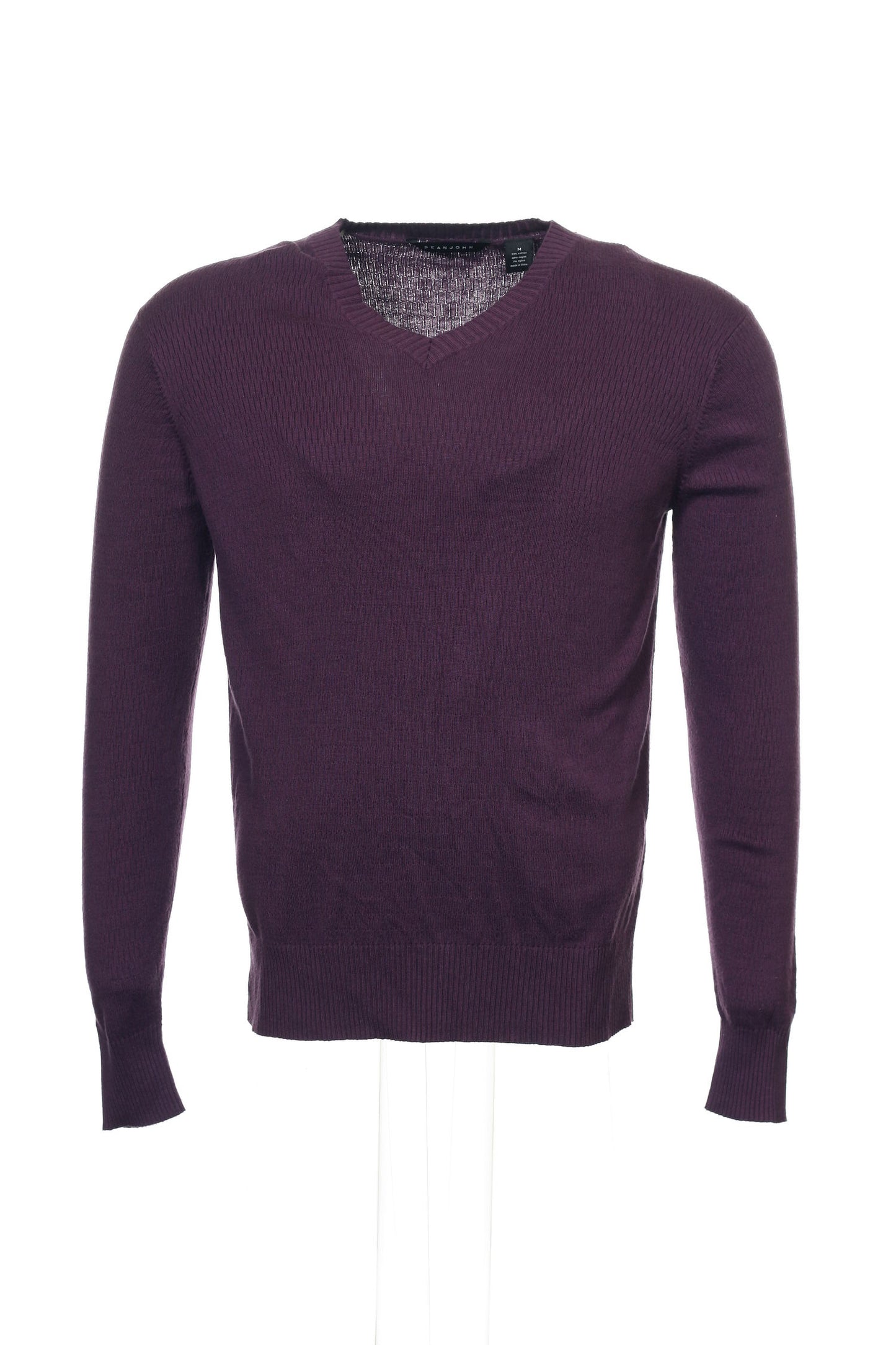 Sean John Men's Purple Cable Knit V-Neck Sweater
