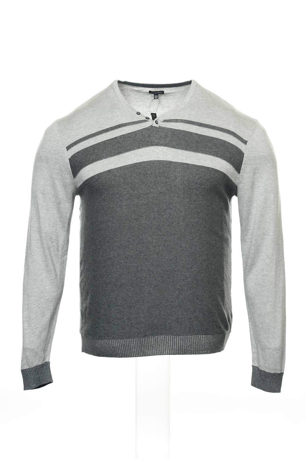 Sons of Intrigue Men's Gray Striped Henley Shirt