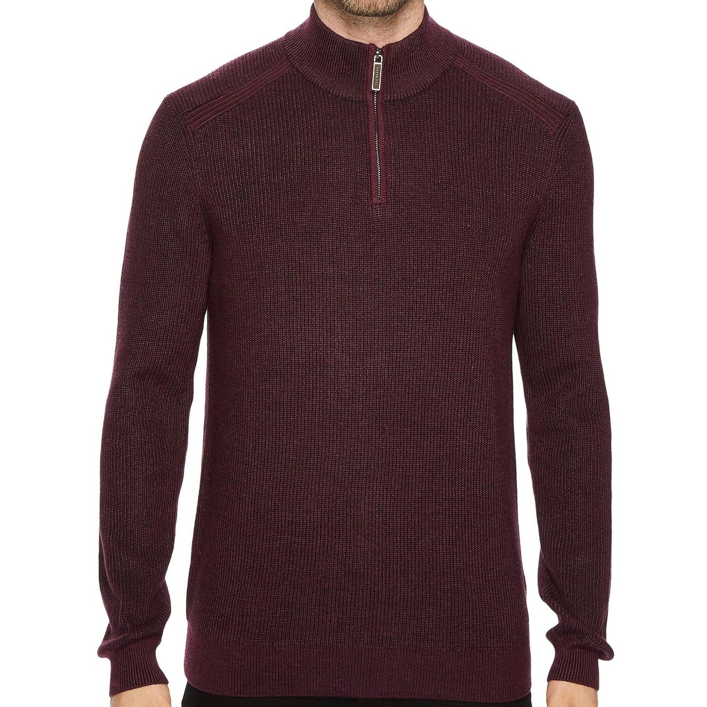 Ted Baker Stach Men's Purple Knitted Funnel Neck Quarter Zip Sweater