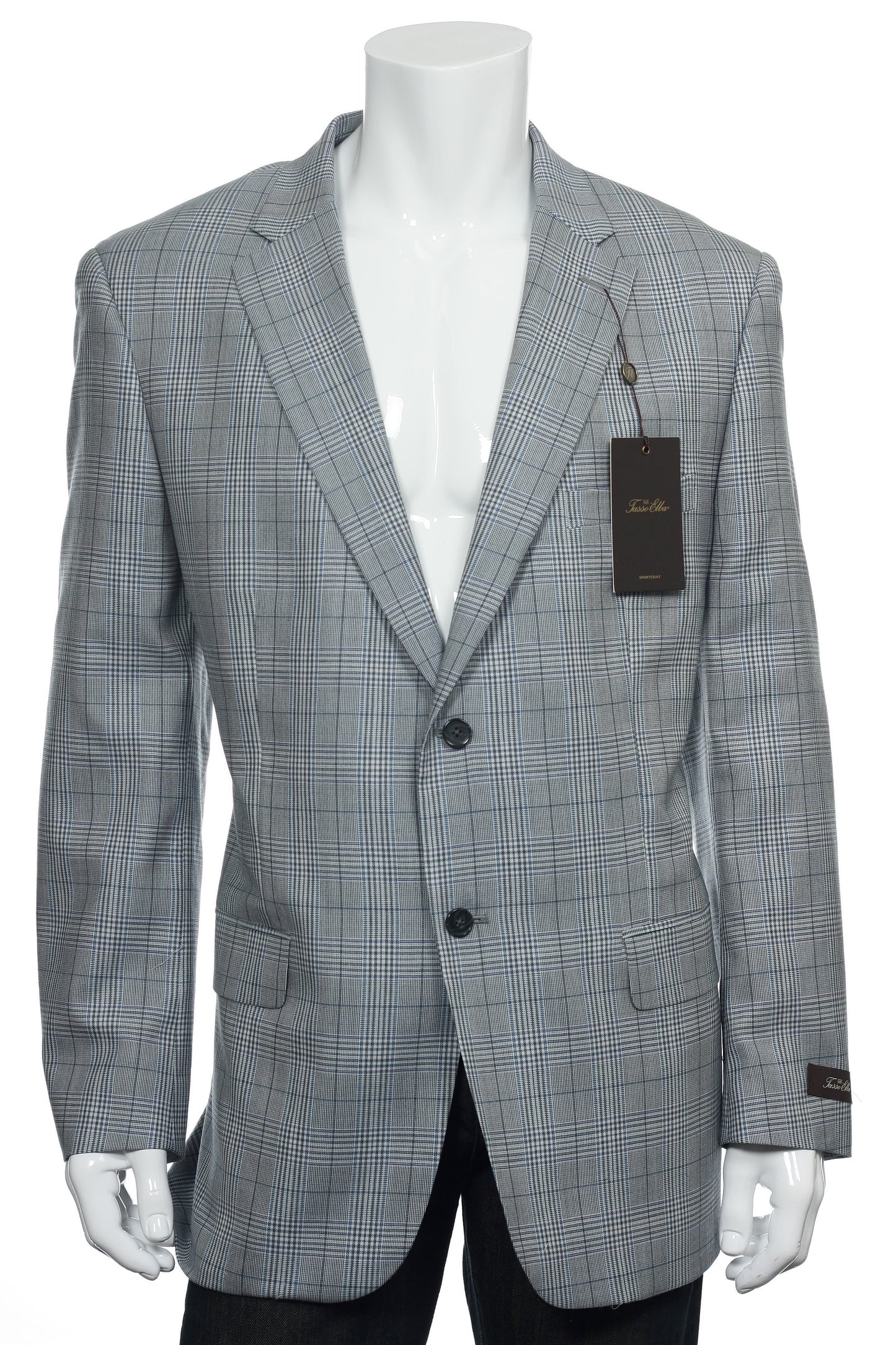 Tasso Elba Mens Medium Blue/Gray 100% Wool 2 Button Sport Coat