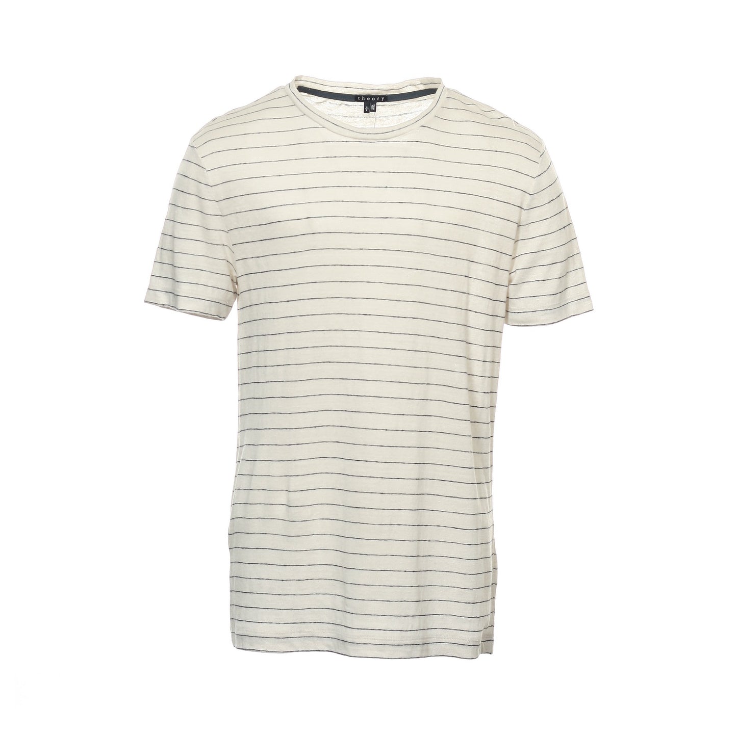 Theory Men's Light Plaster Micro Striped Linen Short Sleeve T-Shirt