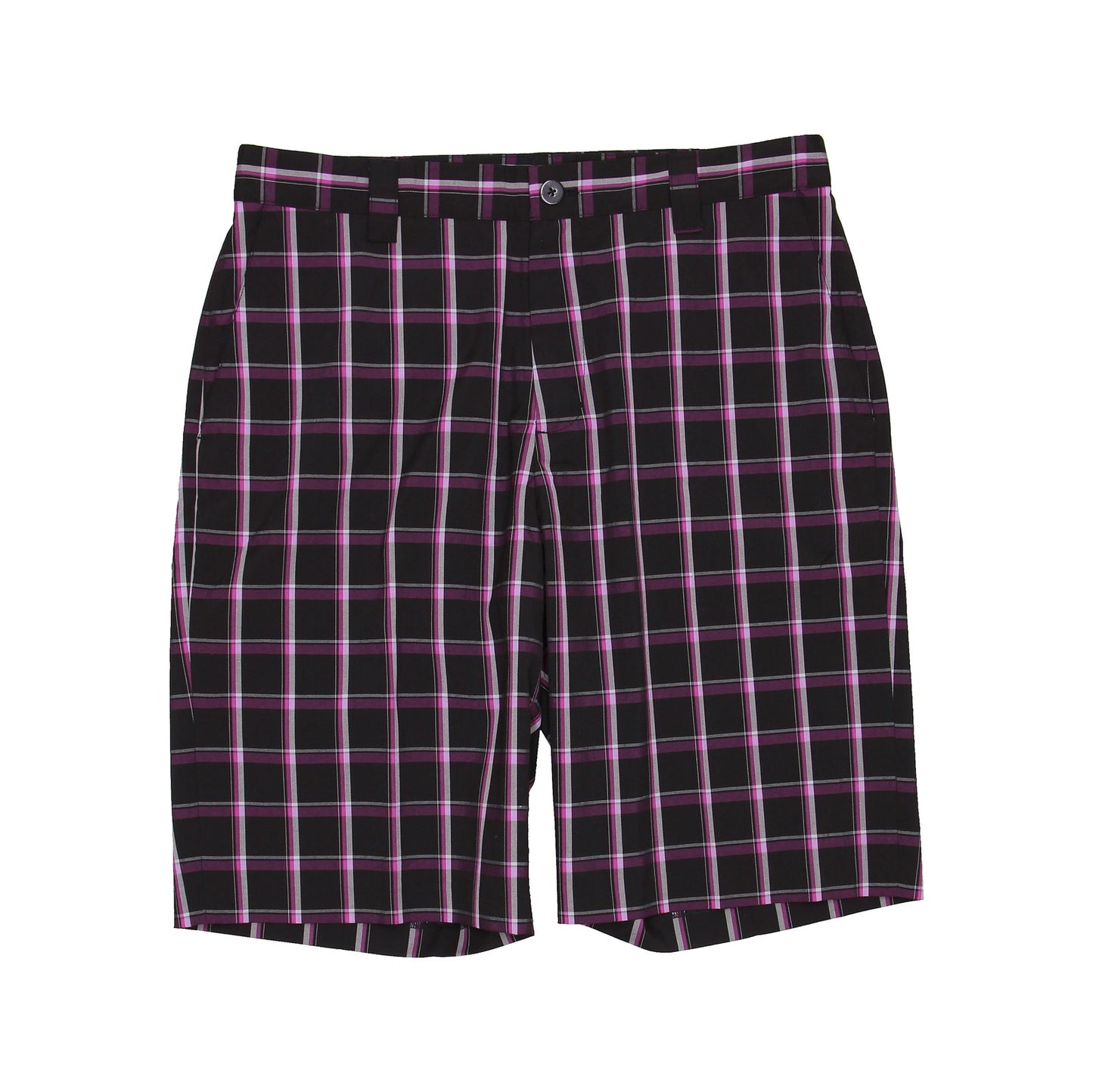 Adidas Golf Mens Black/Passion Plaid Flat Front Walking Shorts