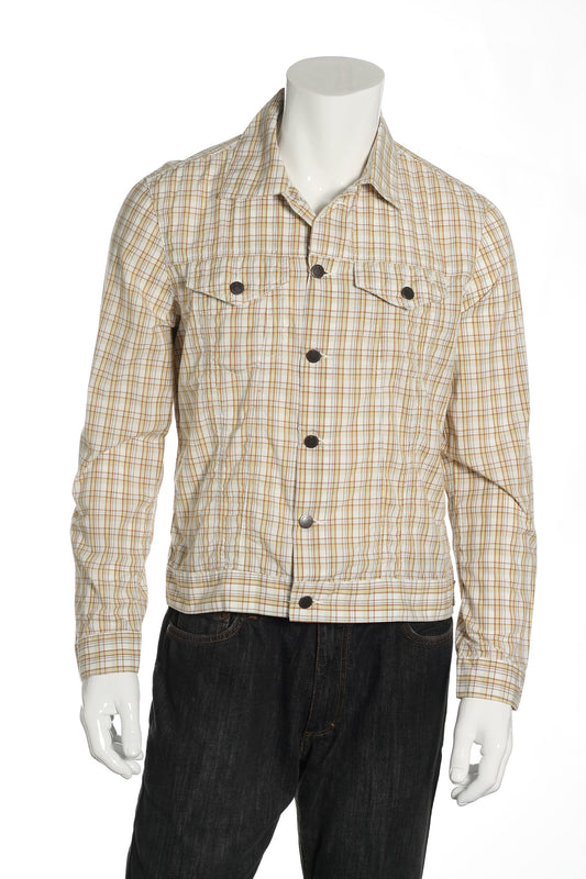 24 Standard Mens Yellow Plaid Cotton Short Length Jacket
