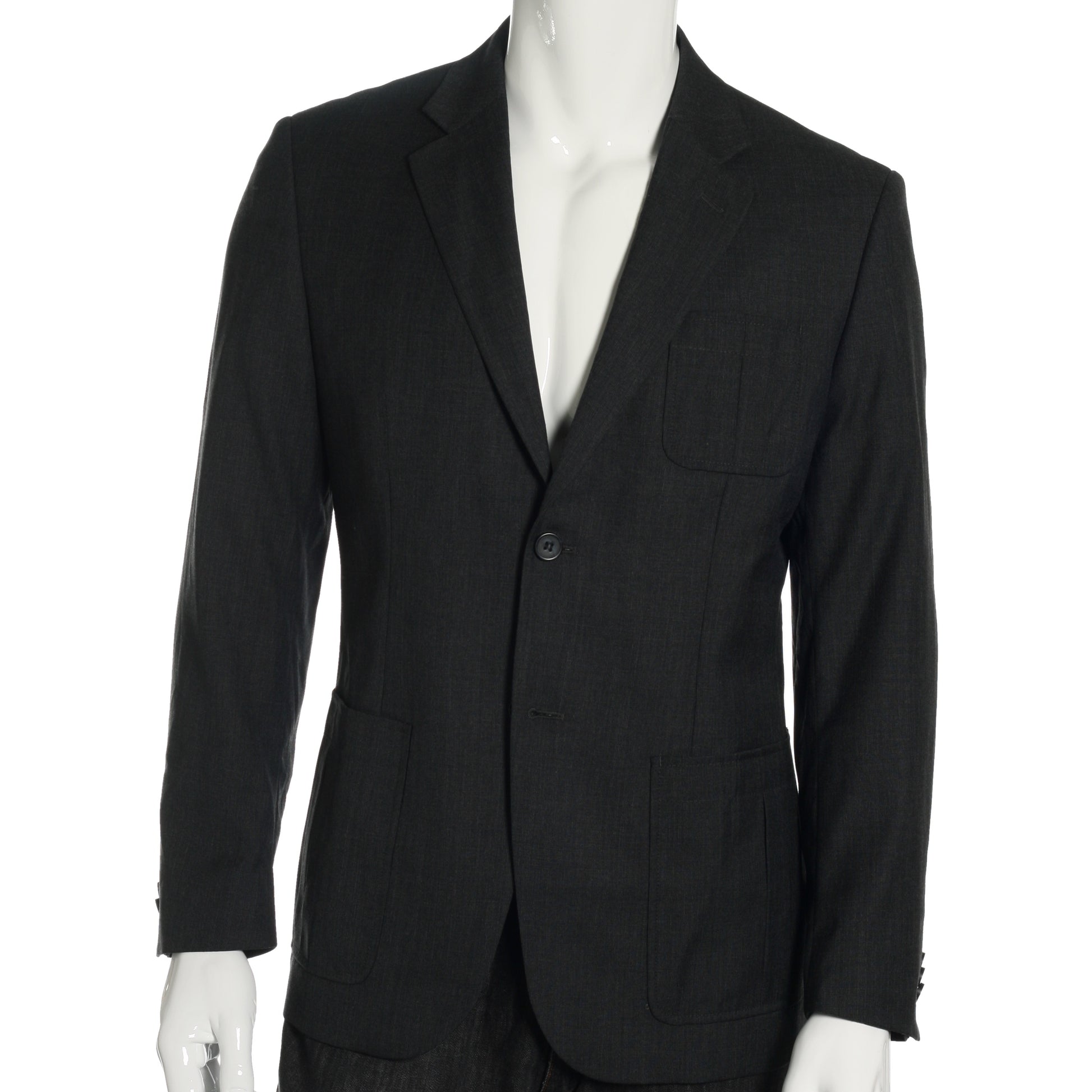 Liz Claiborne LUXE Mens Charcoal Wool/Silk Blend 2 Button Sport Coat Jacket