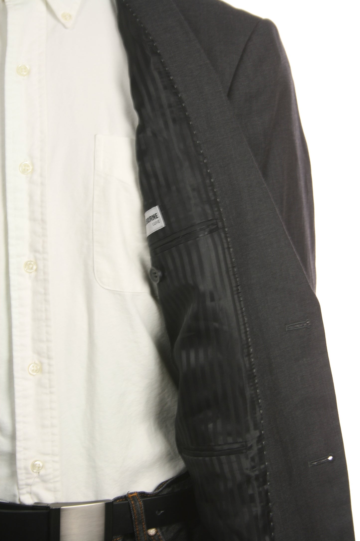 Liz Claiborne LUXE Mens Charcoal Wool/Silk Blend 2 Button Sport Coat Jacket