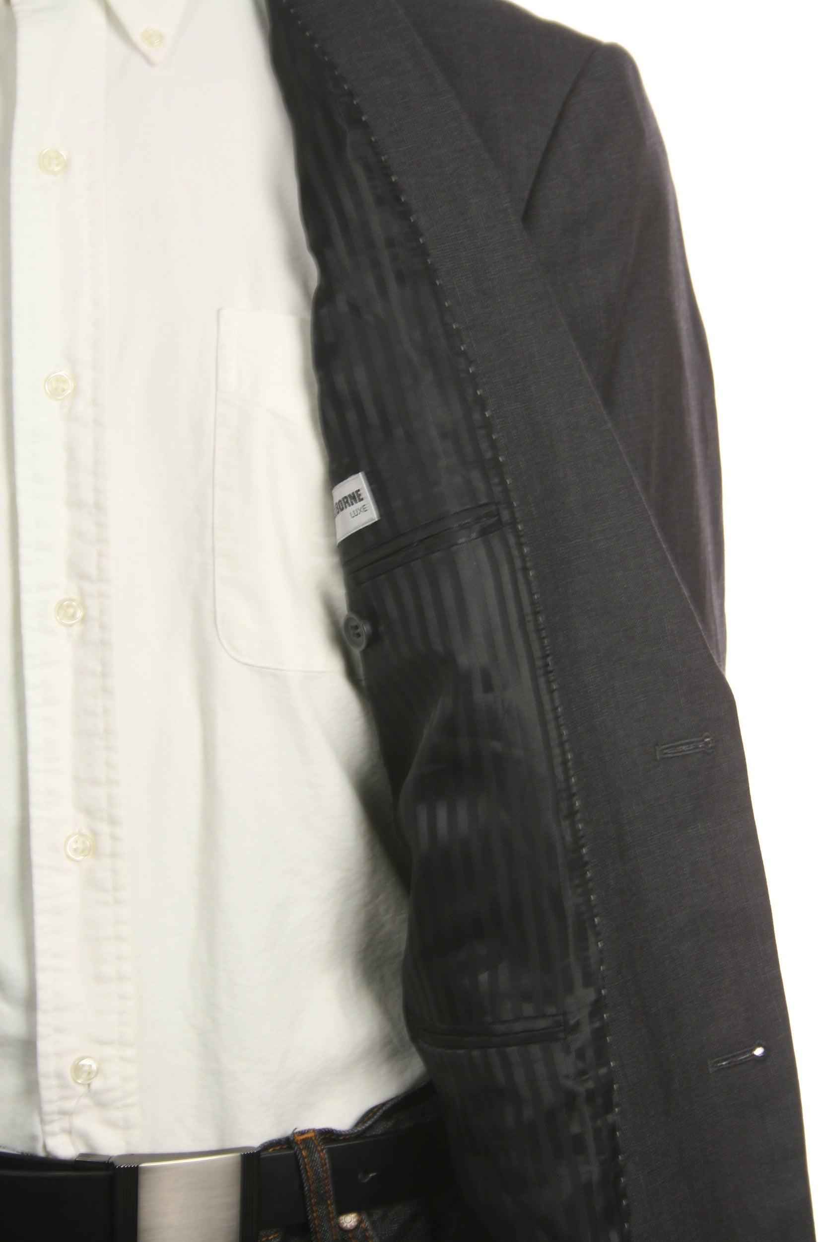 Liz Claiborne LUXE Mens Charcoal Wool/Silk Blend 2 Button Sport Coat Jacket