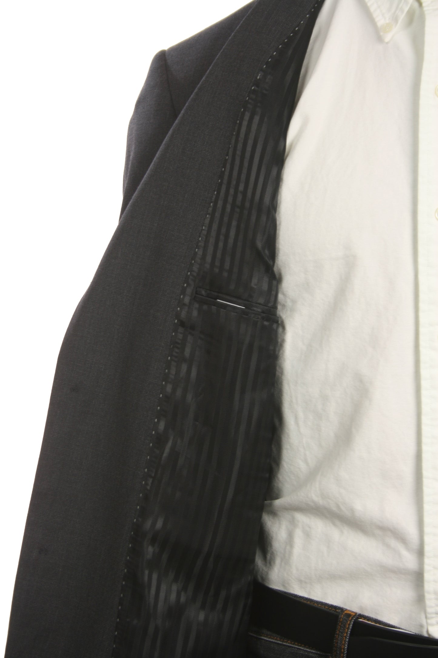 Liz Claiborne LUXE Mens Charcoal Wool/Silk Blend 2 Button Sport Coat Jacket