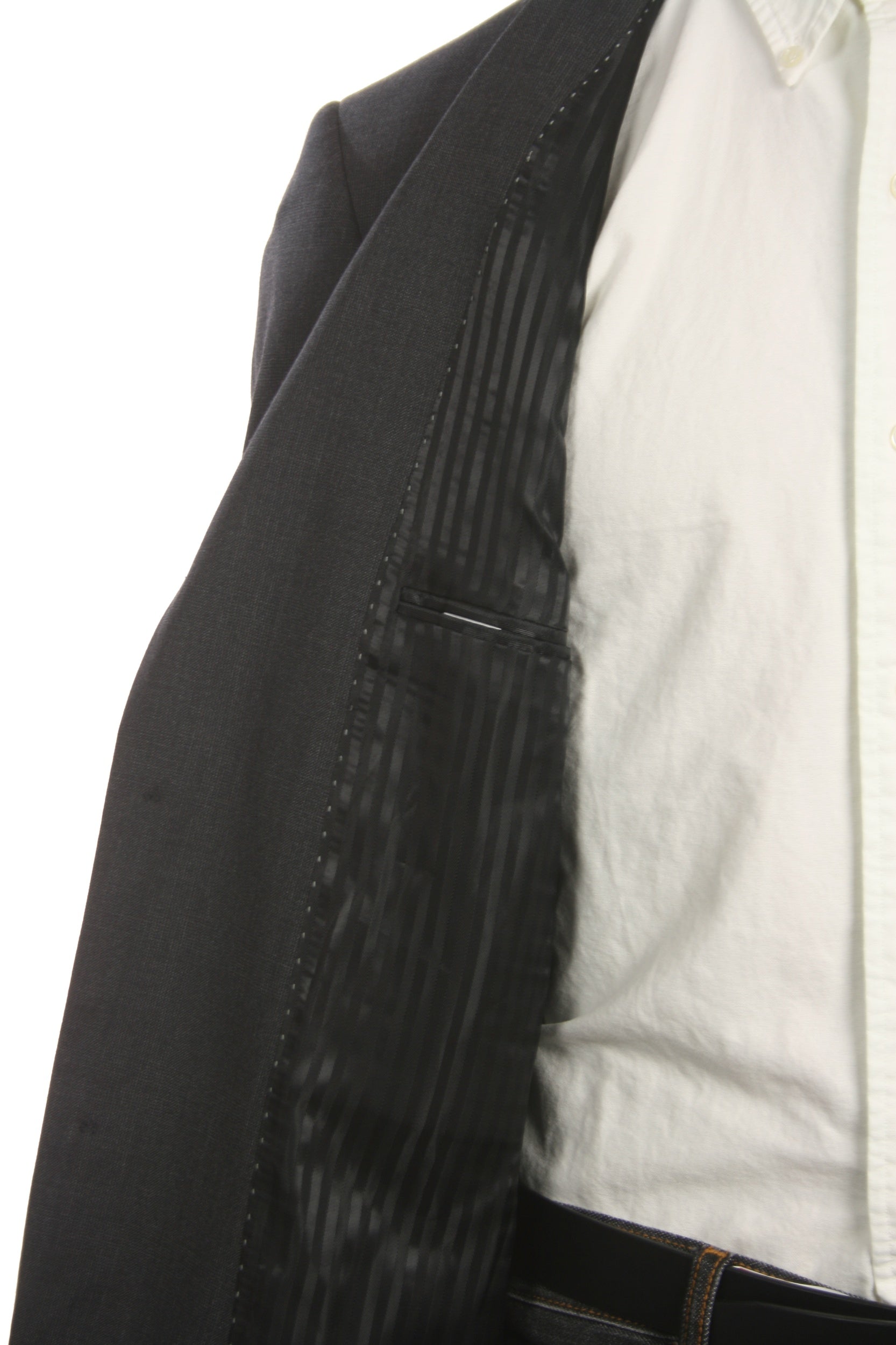 Liz Claiborne LUXE Mens Charcoal Wool/Silk Blend 2 Button Sport Coat Jacket