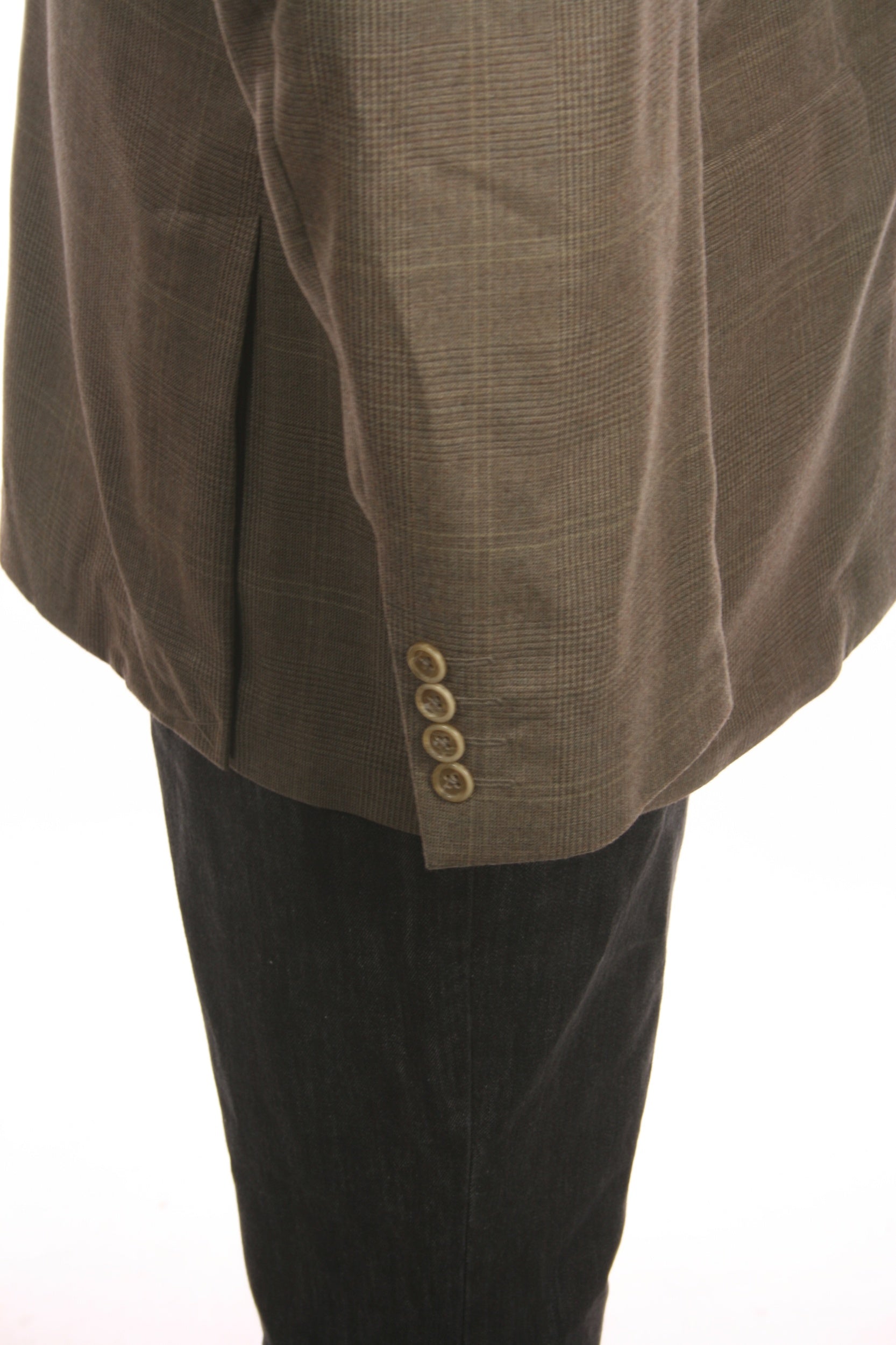 Tasso Elba Mens Taupe Glen Plaid Wool/Cashmere 2 Button Sport Coat Jacket
