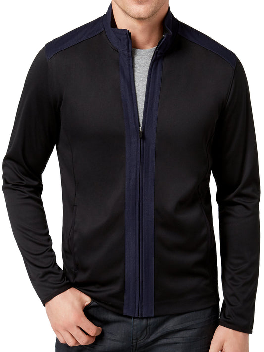 Alfani Men's Colorblock Deep Black Full Zip Sweatshirt
