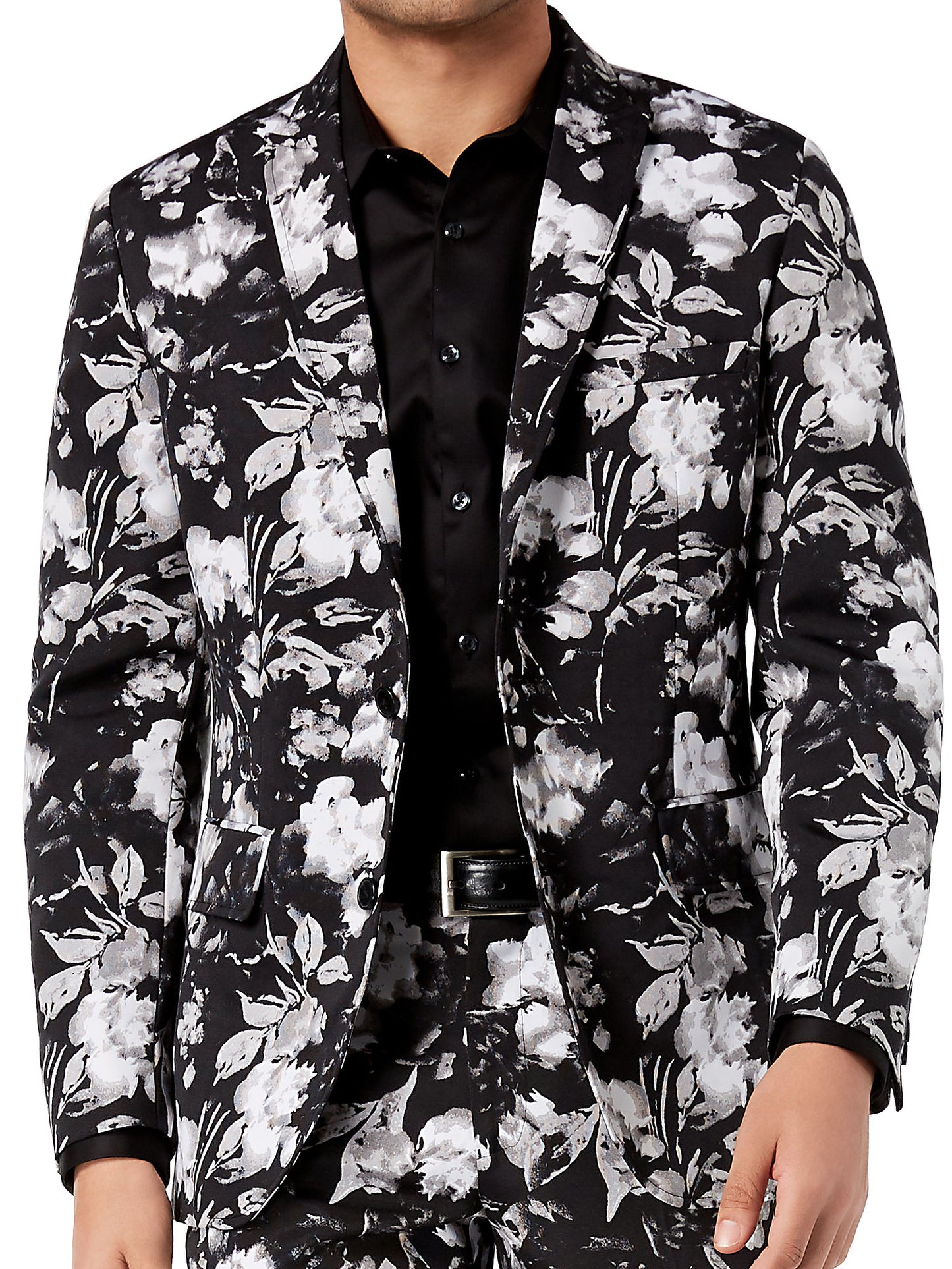 INC International Concepts Men's Slim-Fit Floral-Print 2 Button Sport Coat