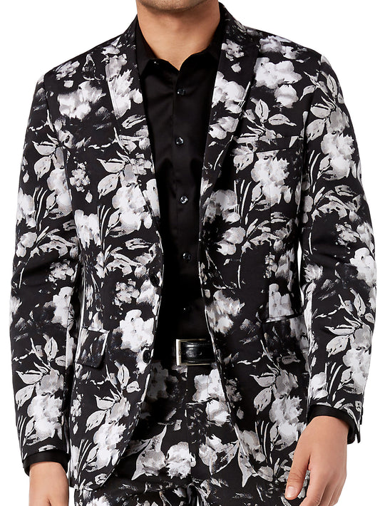 INC International Concepts Men's Slim-Fit Floral-Print 2 Button Sport Coat
