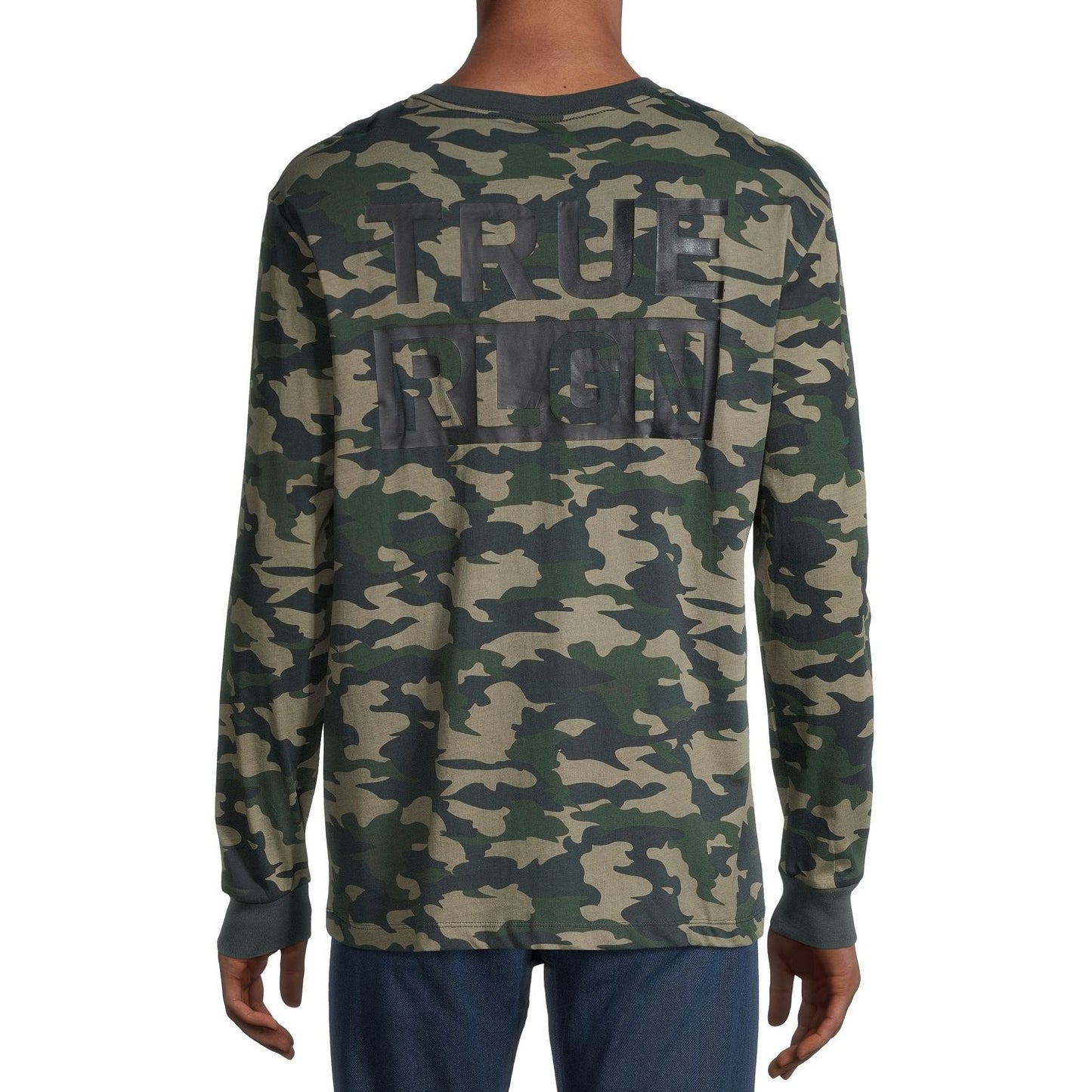 True Religion Lamar Mens Camo Long Sleeve Crewneck T-Shirt