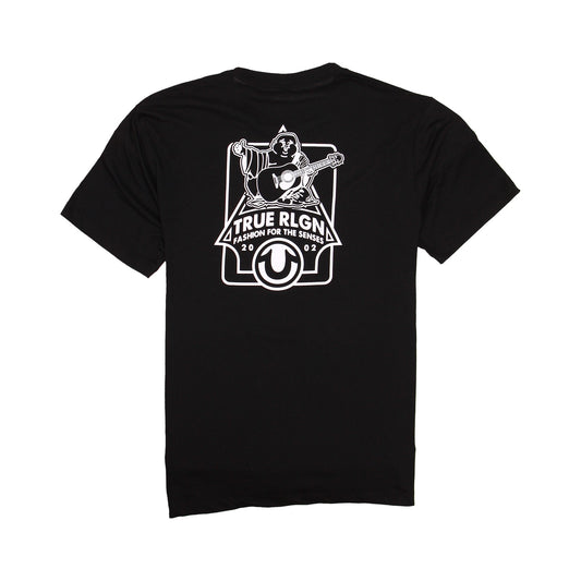 True Religion Buddha Mens Black Graphic Crew Neck T-Shirt