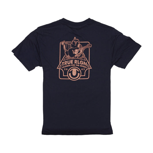 True Religion Mens Night Sky Buddha Graphic Crewneck T-Shirt