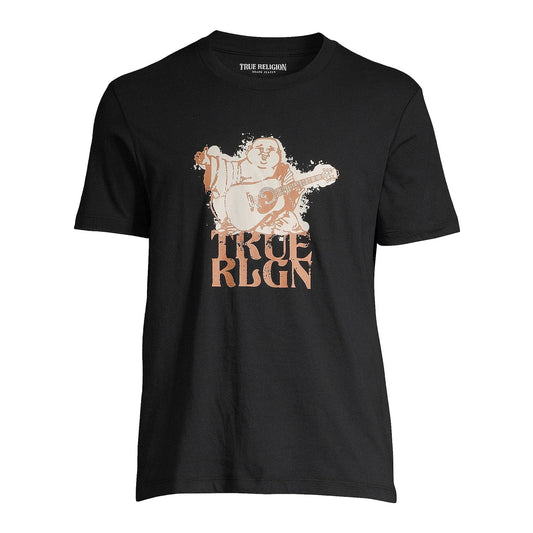 True Religion Mens Black Buddha Graphic Crewneck T-Shirt
