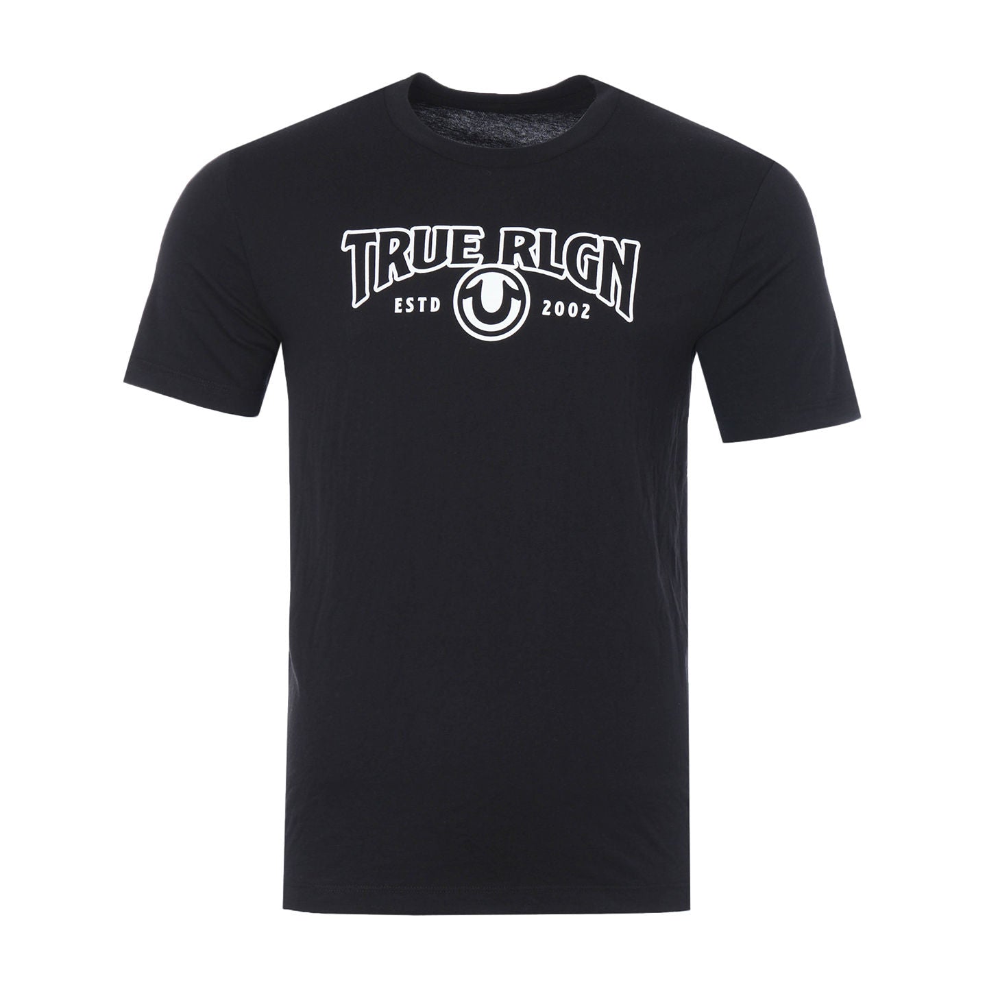 True Religion Mens Black TRUE RLGN Graphic Crewneck T-Shirt