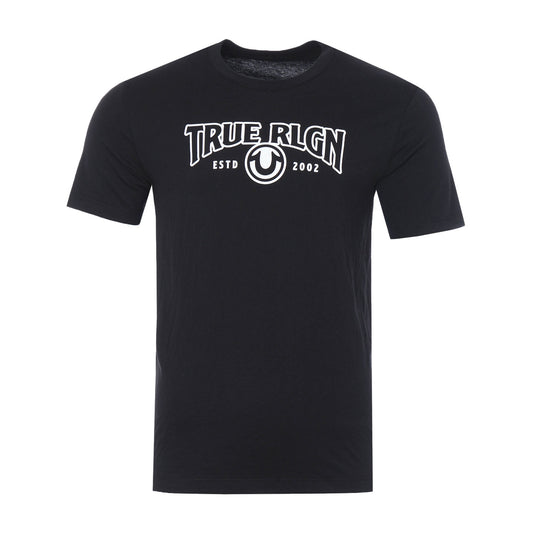 True Religion Mens Black TRUE RLGN Graphic Crewneck T-Shirt
