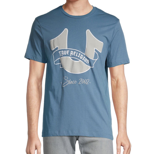 True Religion Mens Bluestone Banner Horseshoe Tee Graphic T-Shirt