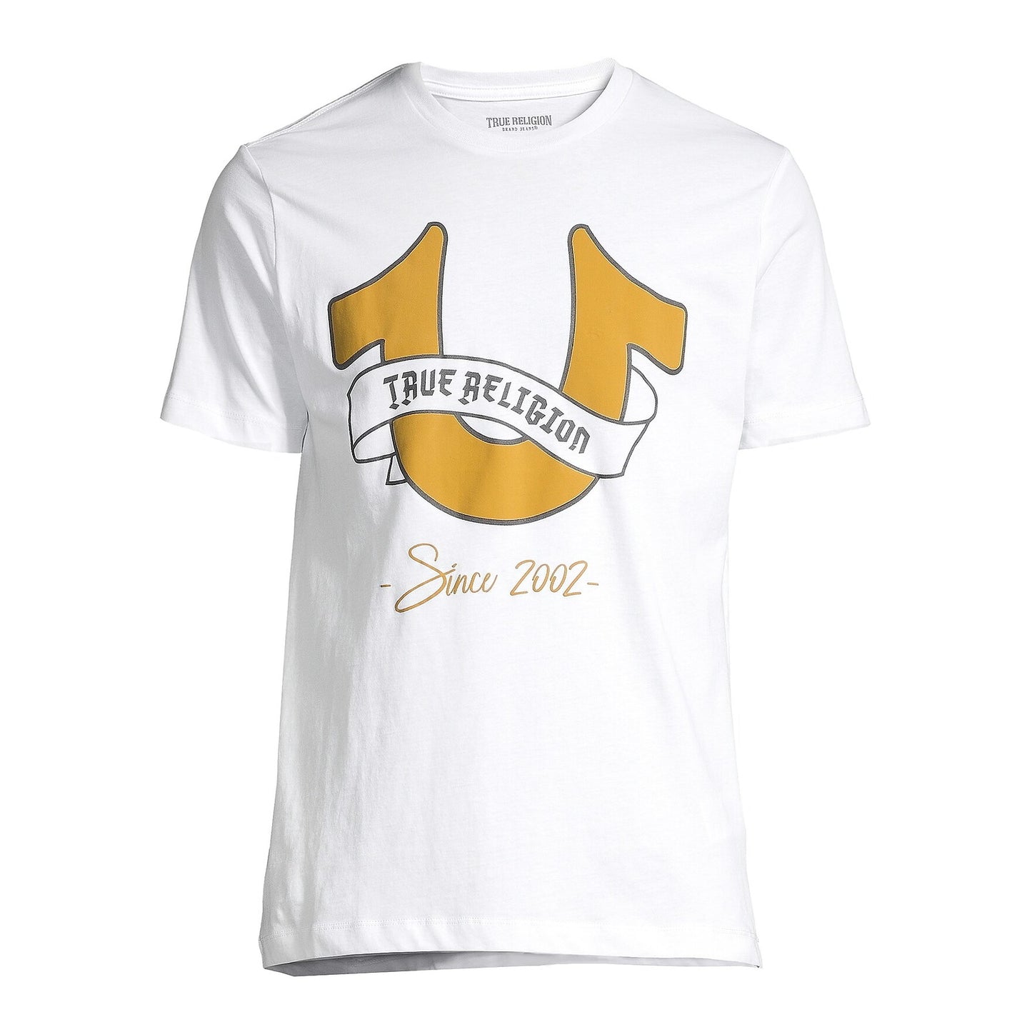 True Religion Mens White Banner Horseshoe Graphic Tee T-Shirt