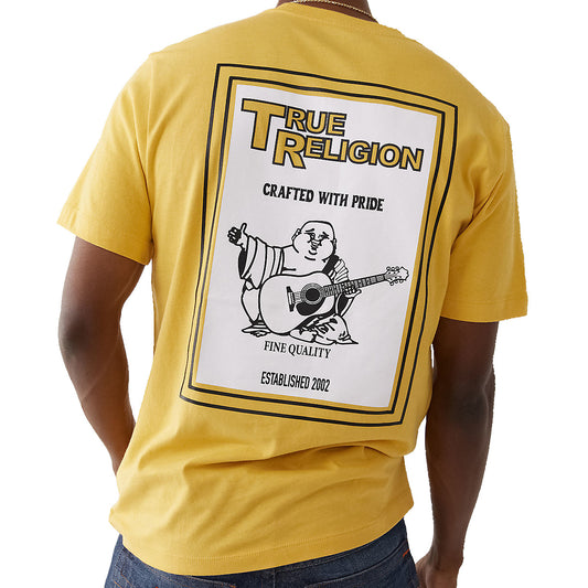 True Religion Men's Gold Coast Poster Buddha Graphic Crewneck Tee T-Shirt