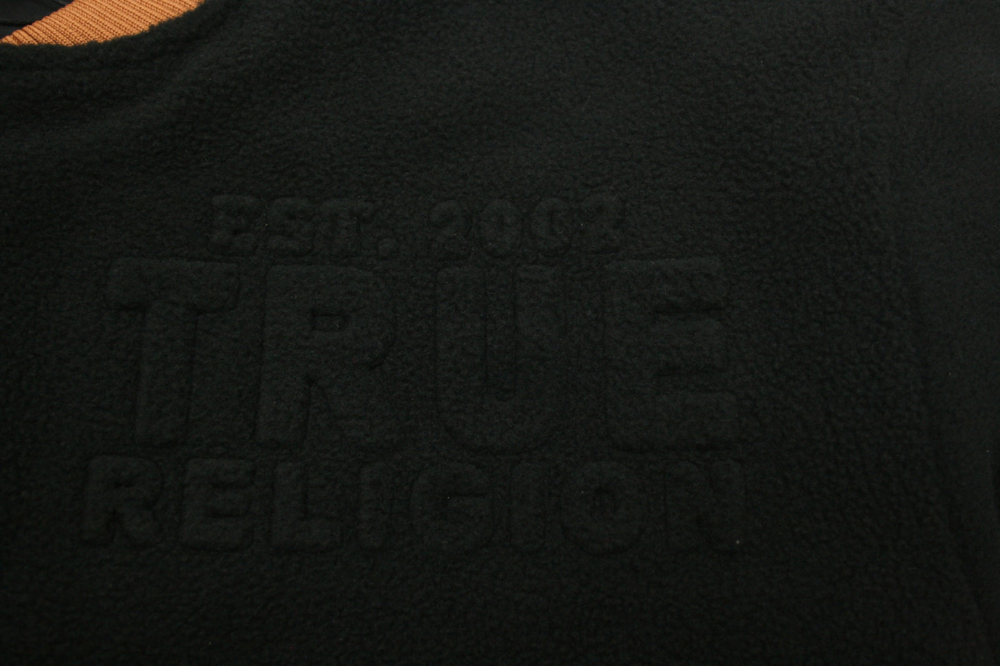 True Religion Men's Jet Black Fleece Bomber Jacket