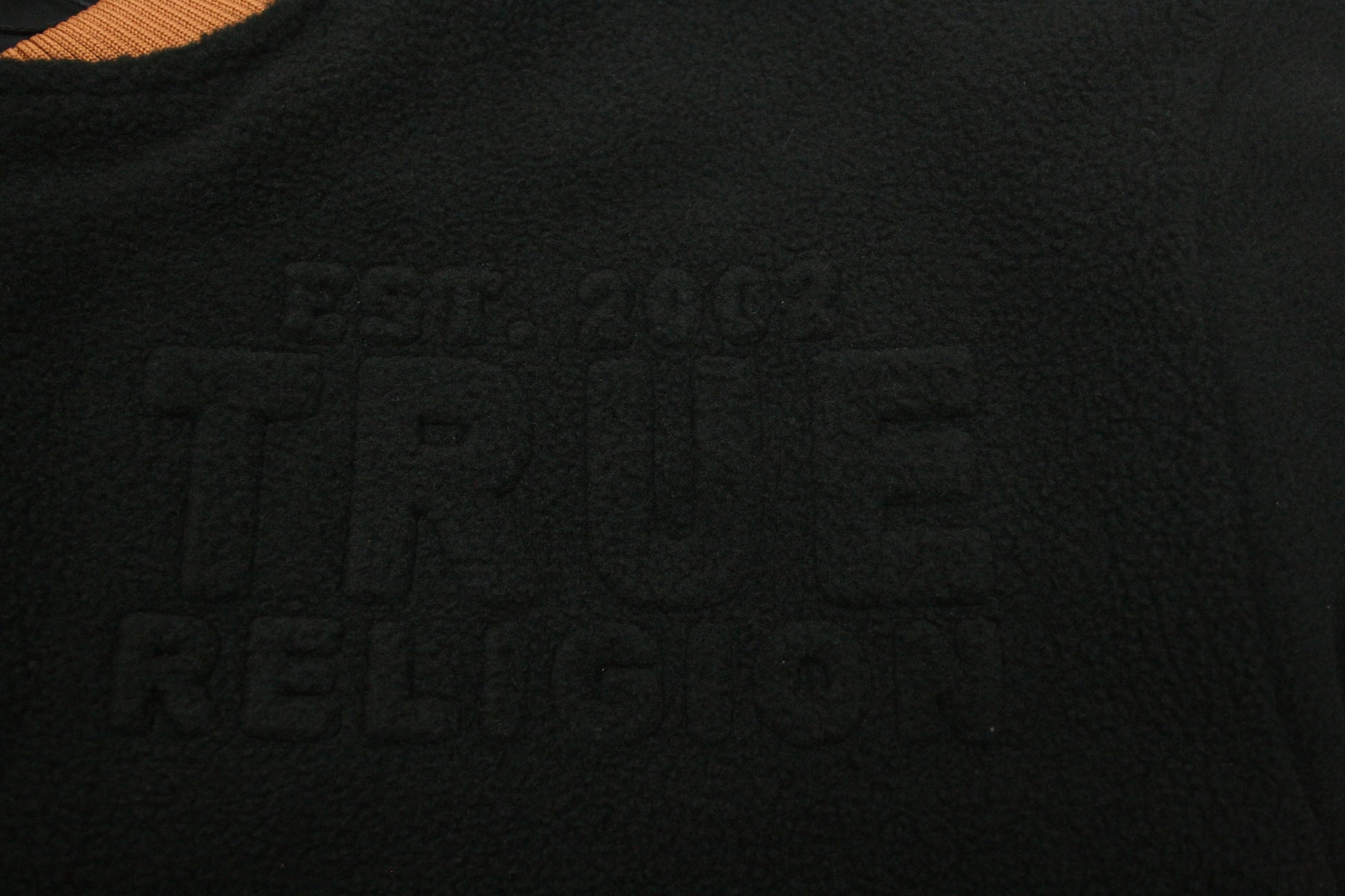 True Religion Men's Jet Black Fleece Bomber Jacket