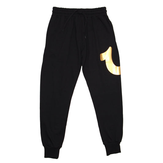 True Religion Men's Black Horseshoe Logo Graphic Joggers Sweatpants