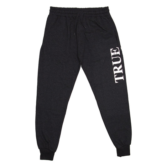 True Religion Men's Charcoal Silver Logo Graphic Joggers Sweatpants