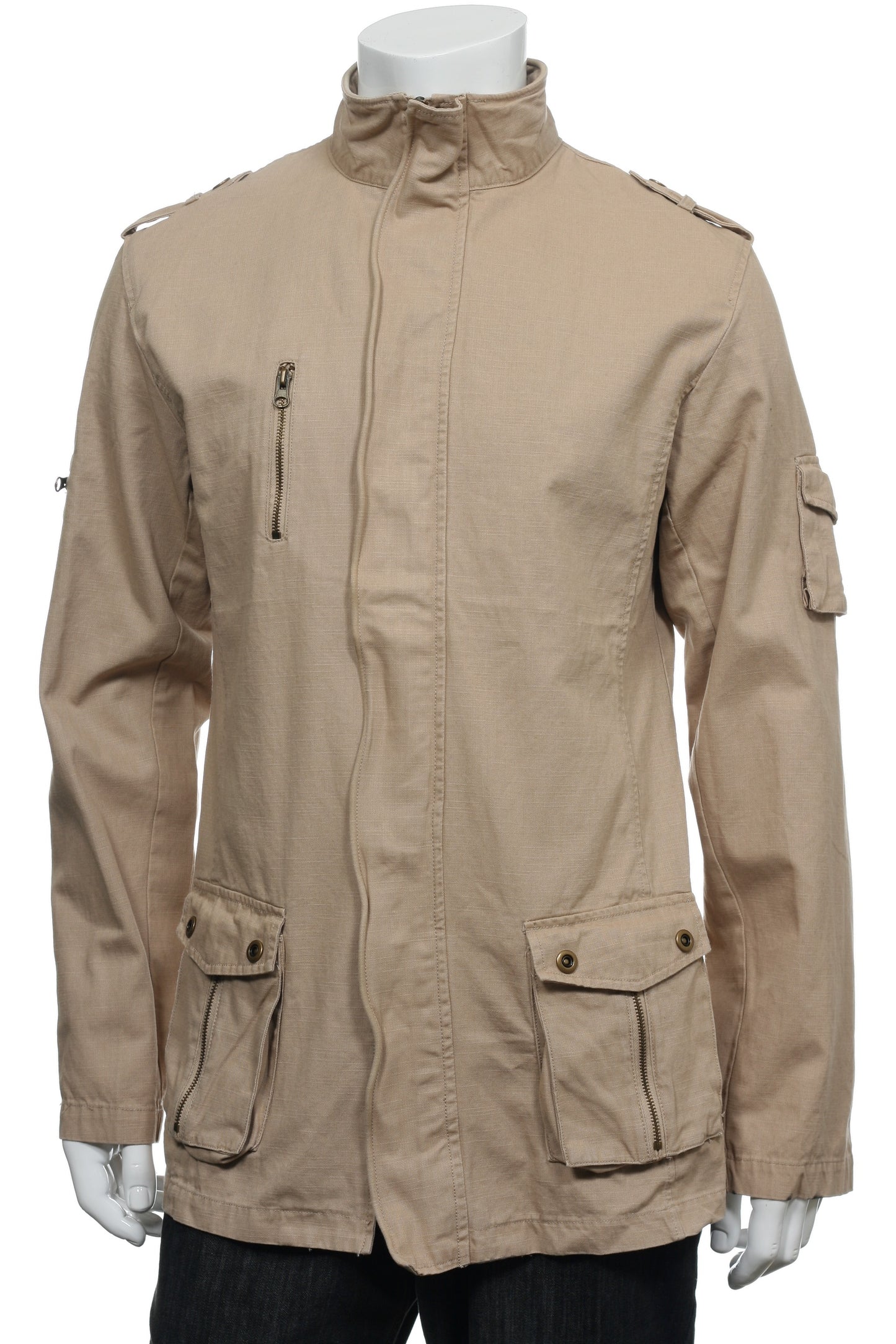 Smash Men's Khaki Embroidered Coat