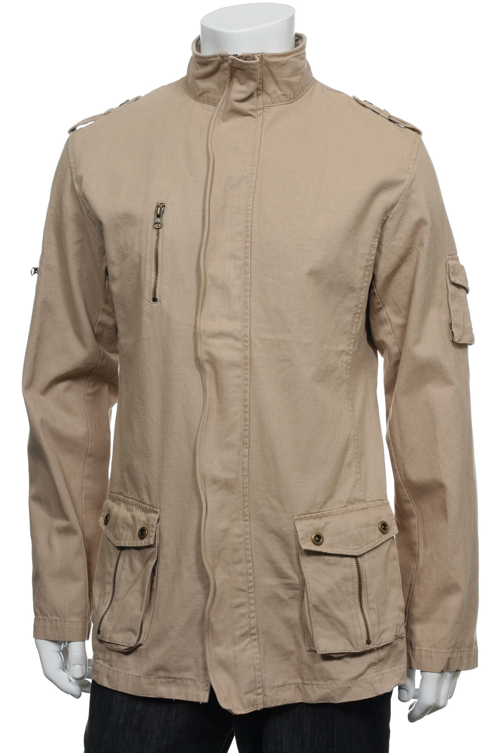 Smash Men's Khaki Embroidered Coat