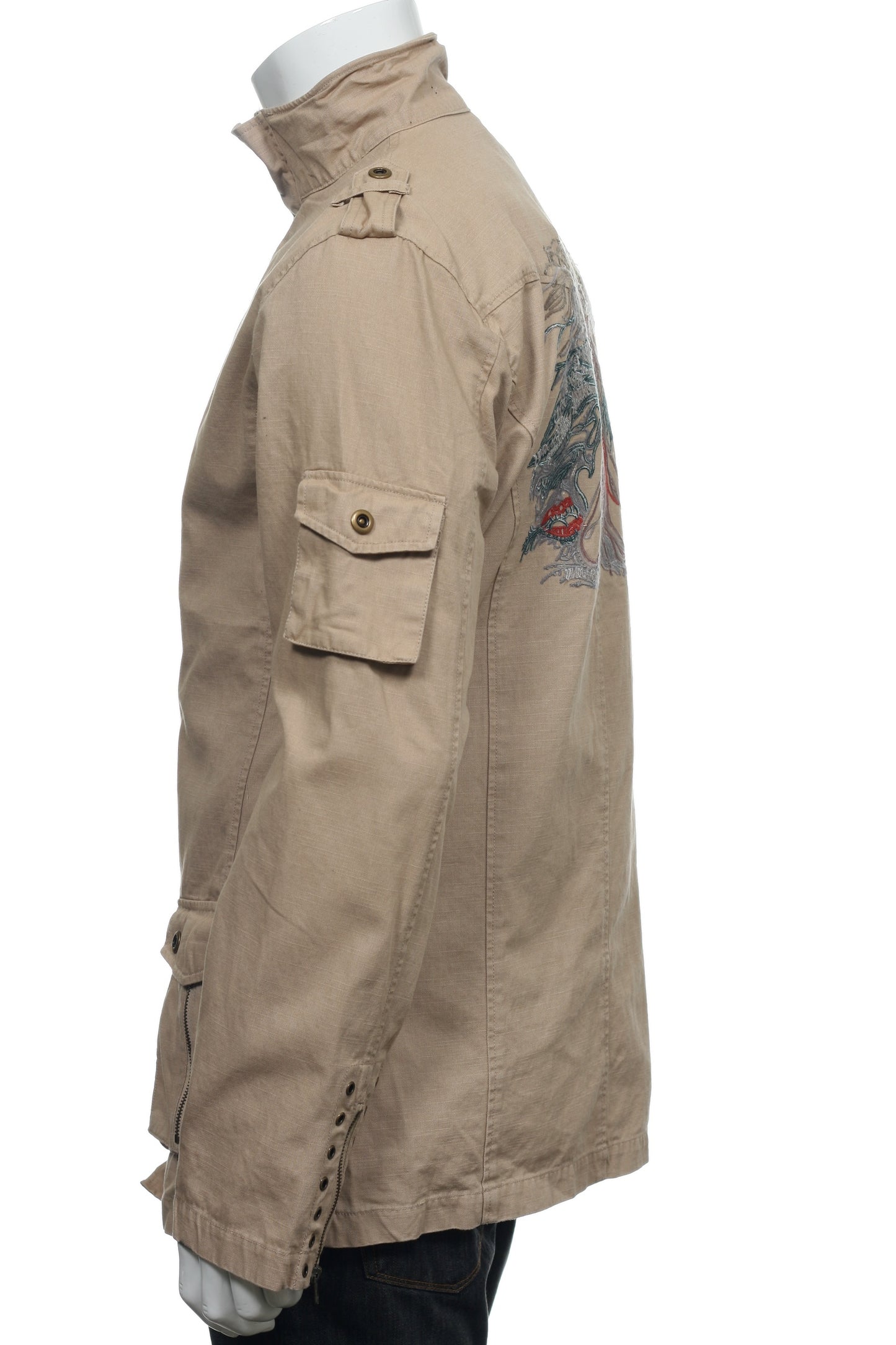 Smash Men's Khaki Embroidered Coat