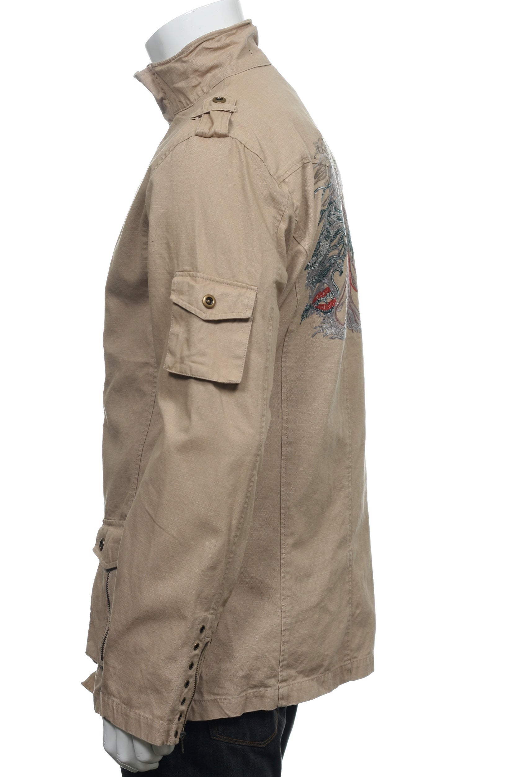 Smash Men's Khaki Embroidered Coat