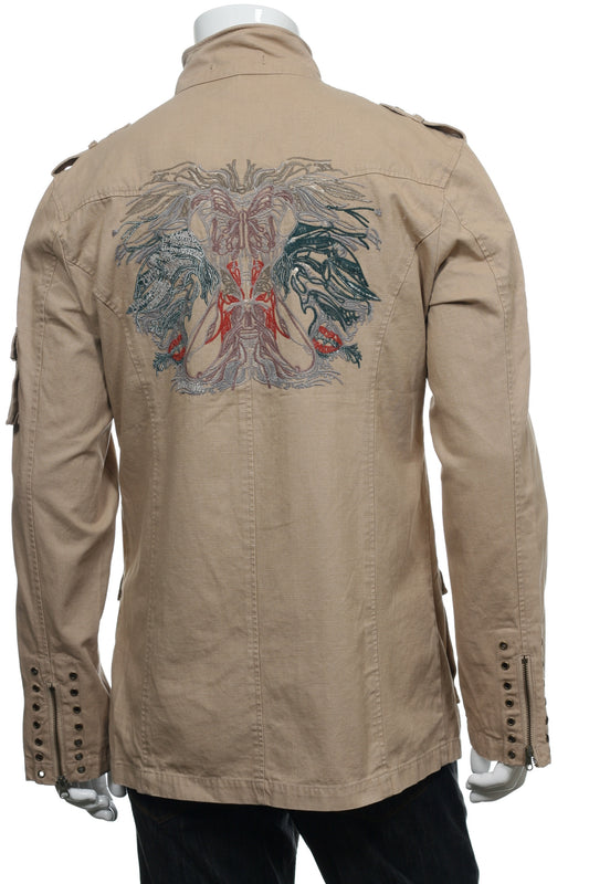 Smash Men's Khaki Embroidered Coat