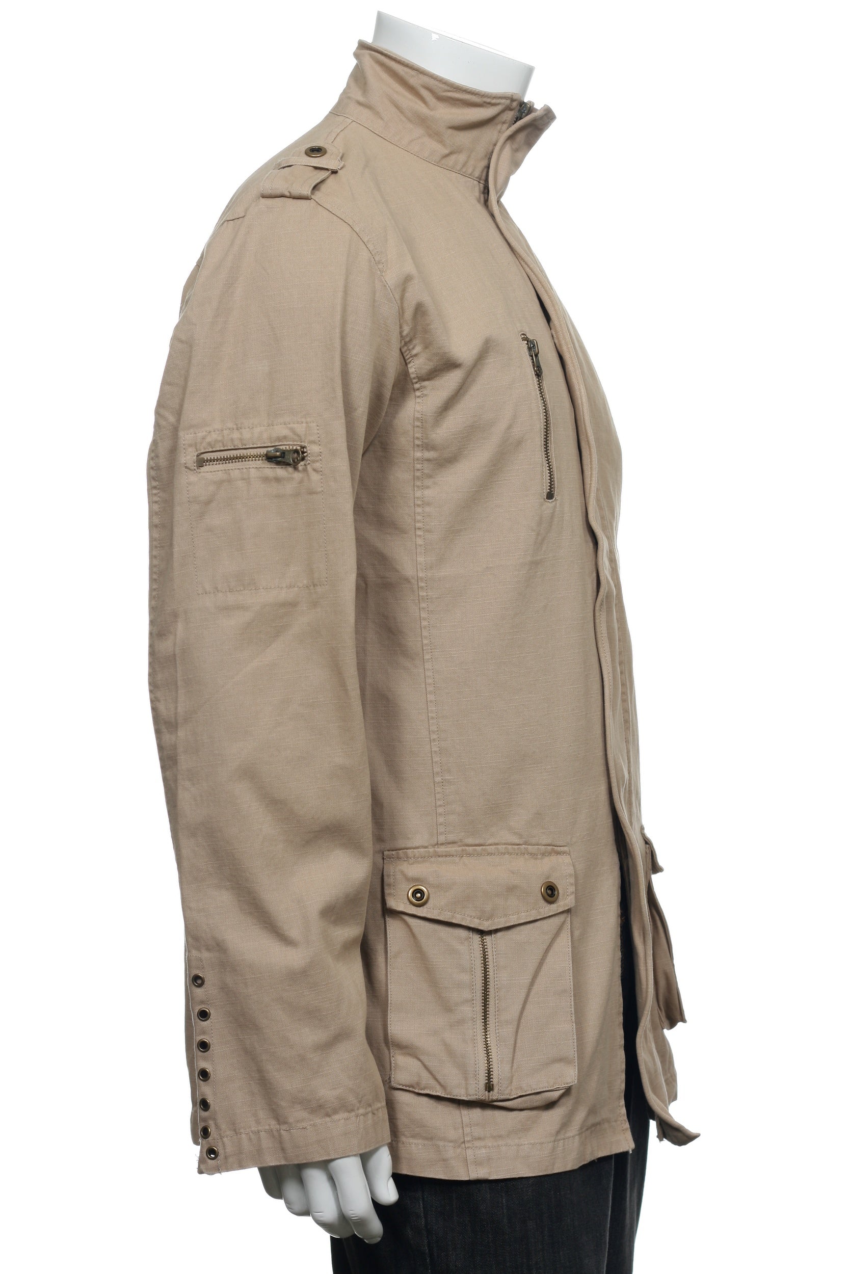 Smash Men's Khaki Embroidered Coat