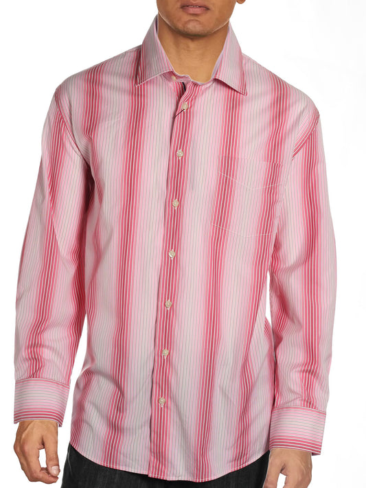 Arnold Zimberg Mens Pink Striped Button Down Shirt