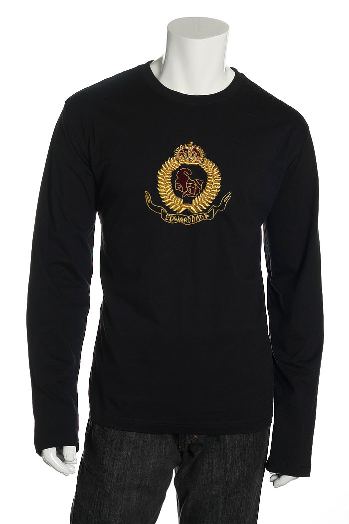 Edward Dadda Men's Black Embroidered T-Shirt