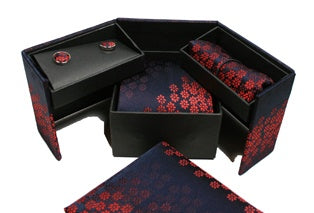 Tie Gift Box Set Necktie Cufflinks Handkerchief Men