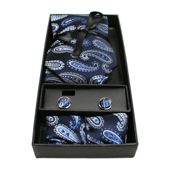 Tie Gift Box Set Necktie Cufflinks Handkerchief Men