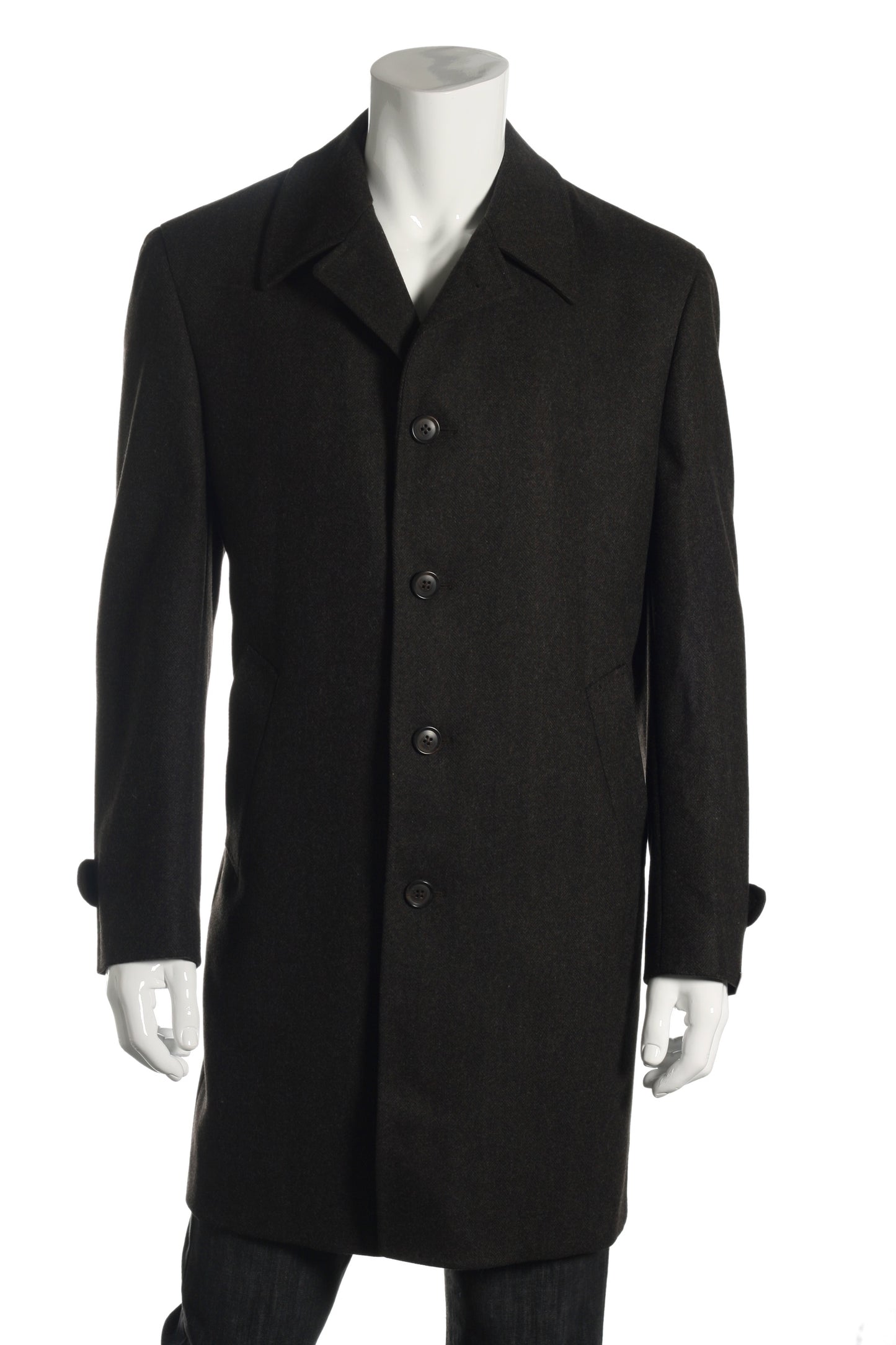 Lubiam Studio Mens Dark Brown Herringbone Wool Blend Top Coat