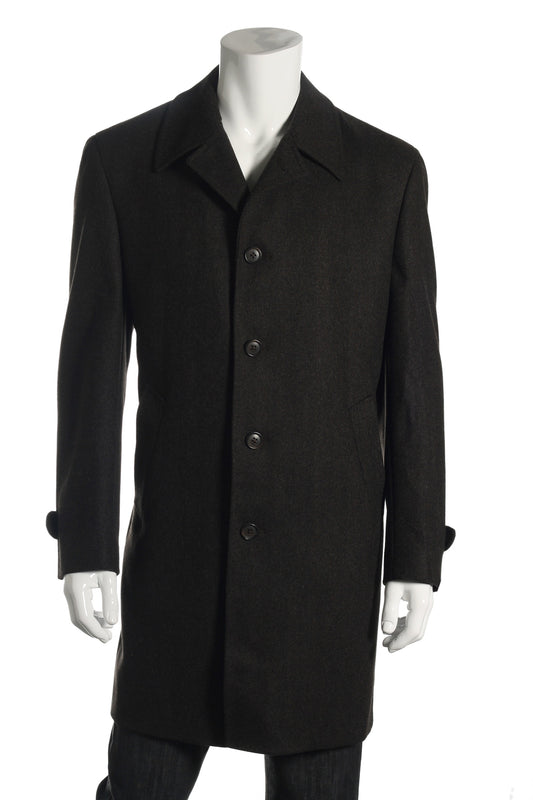 Lubiam Studio Mens Dark Brown Herringbone Wool Blend Top Coat