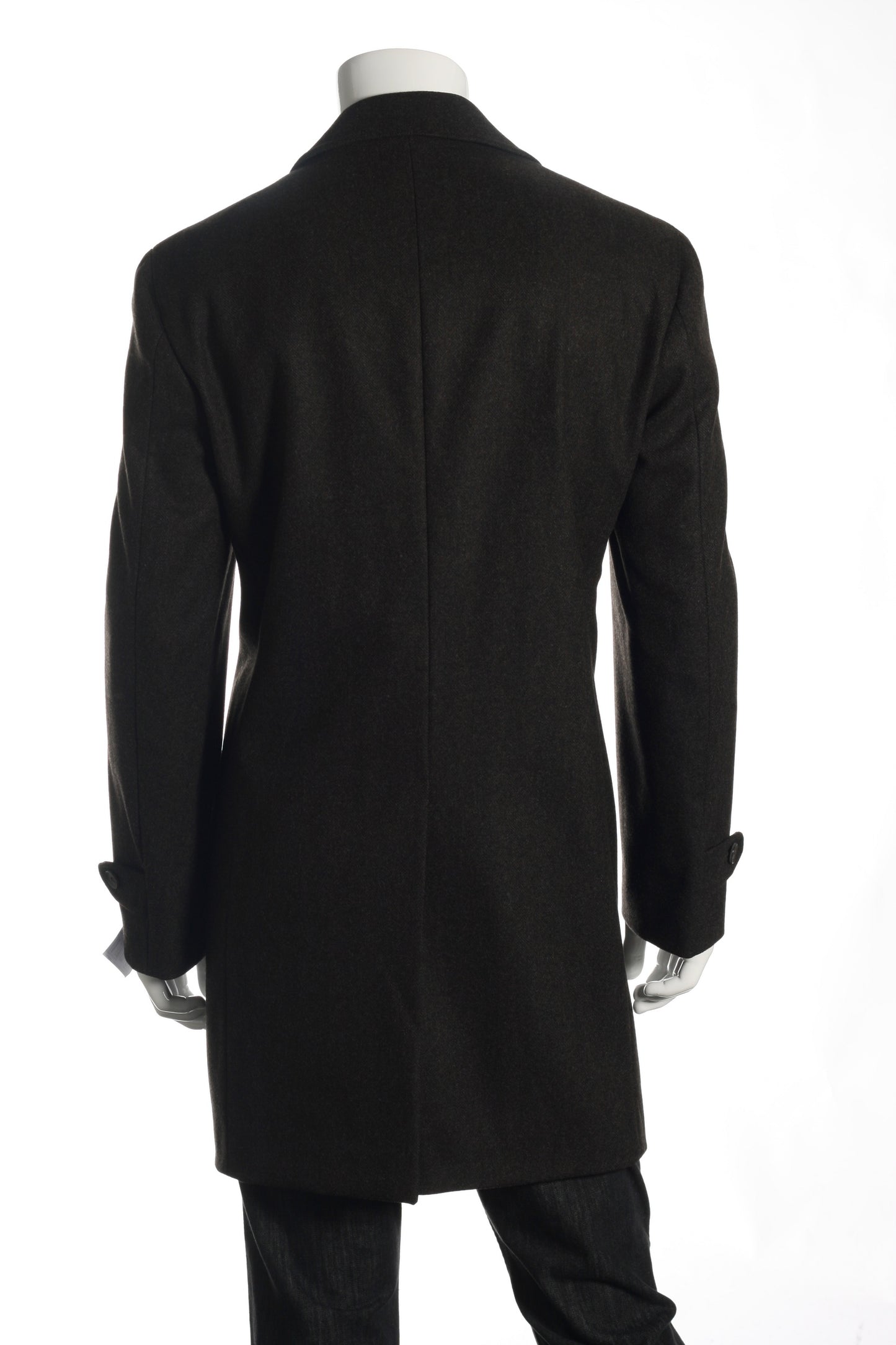 Lubiam Studio Mens Dark Brown Herringbone Wool Blend Top Coat