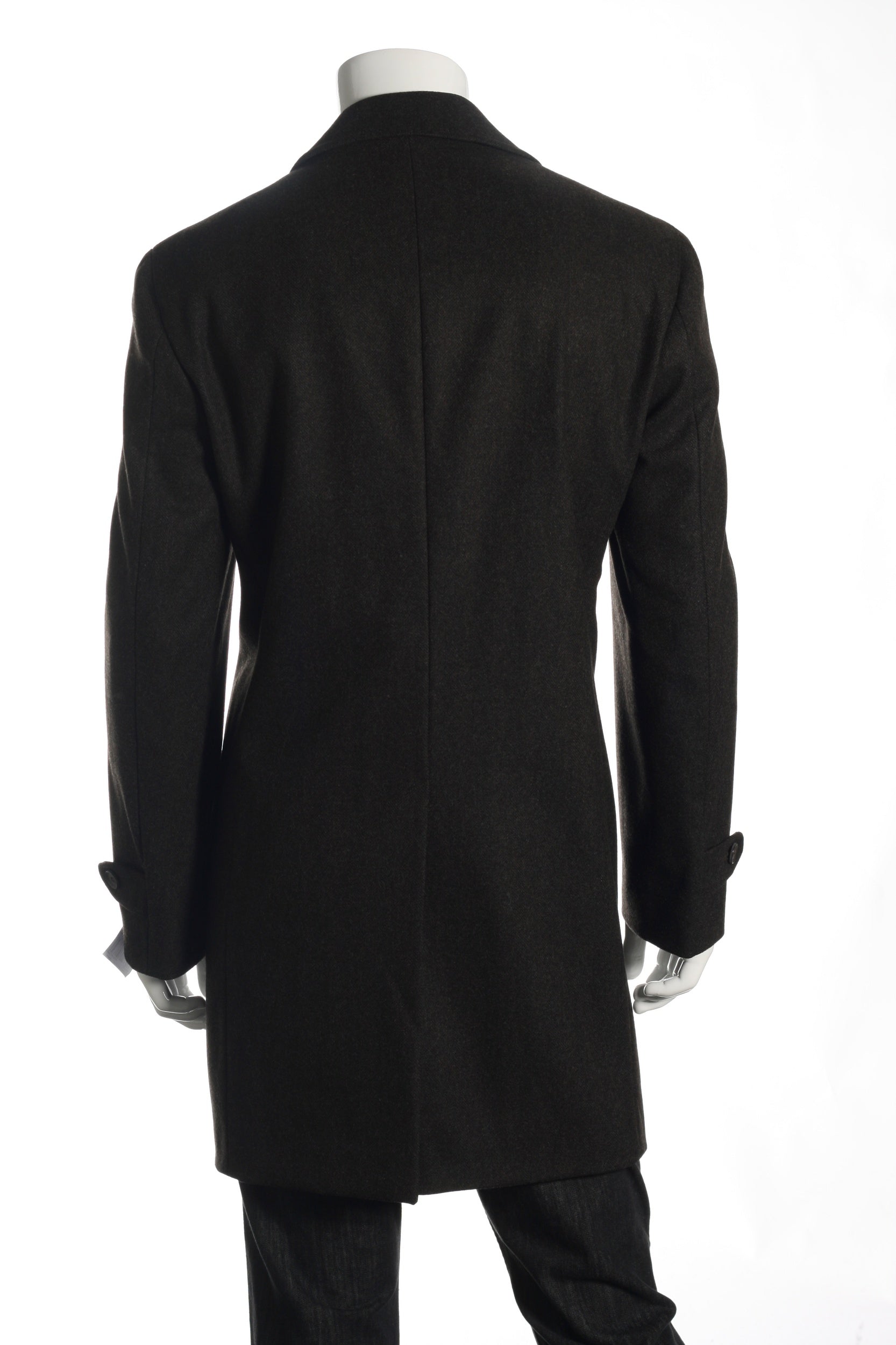 Lubiam Studio Mens Dark Brown Herringbone Wool Blend Top Coat