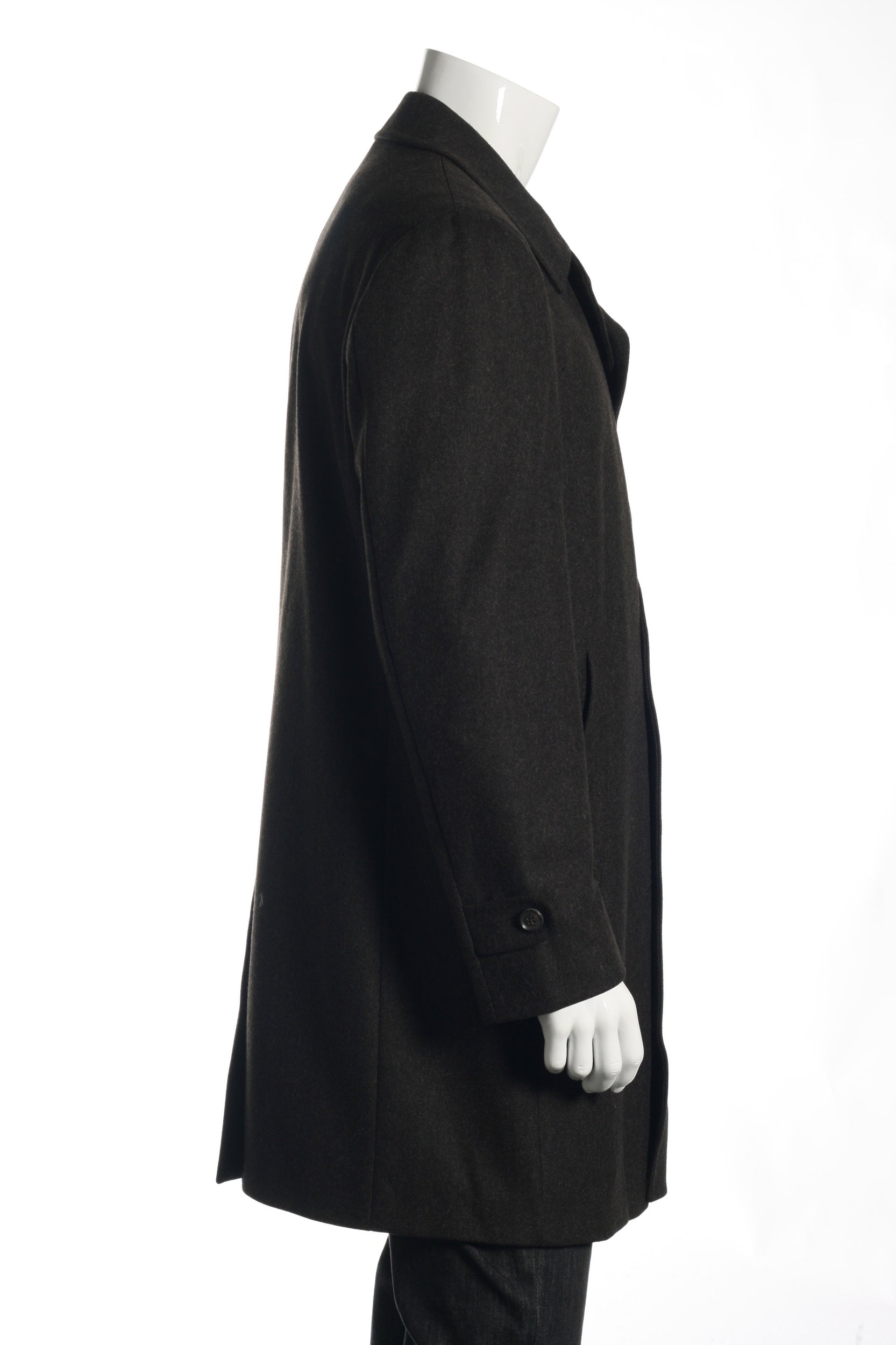 Lubiam Studio Mens Dark Brown Herringbone Wool Blend Top Coat