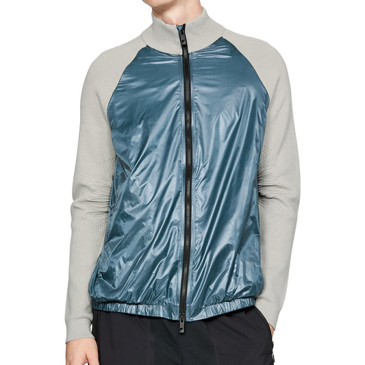 UAS Under Armour Mens Ghost Gray Color Block Full Zip Mock Windbreaker