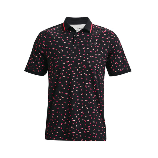 Under Armour Iso-Chill Mens Black Floral Golf Polo Shirt