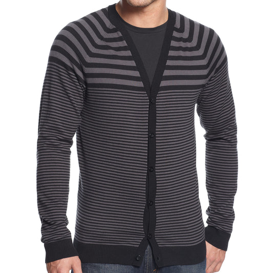 Alfani Mens Neo Navy Combo Horizontal Striped Cardigan Sweater