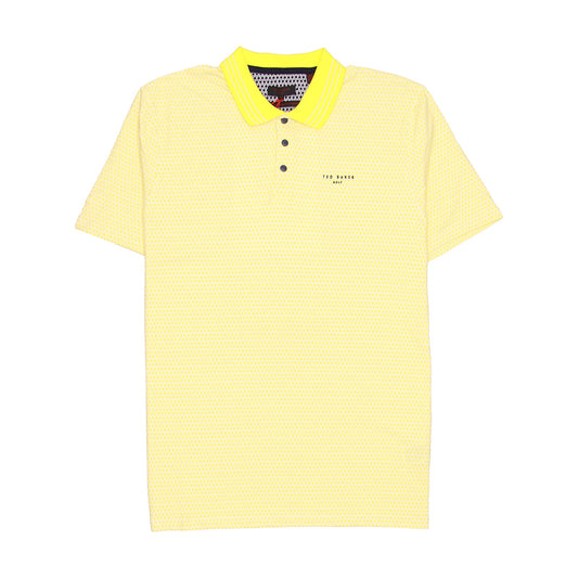 Ted Baker Golf SandPit Mens Yellow Mini Geo Print Polo Shirt